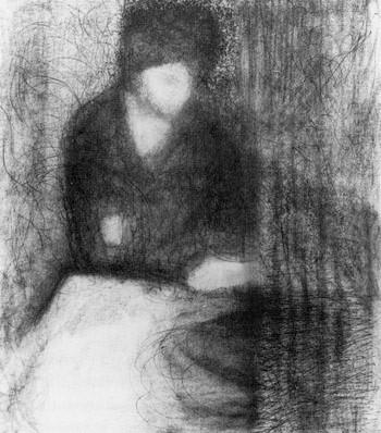 Pensive, charcoal sketch by Edith London