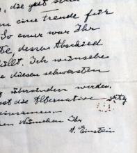 detail of Einstein letter facsimile